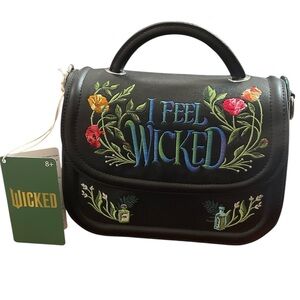Loungefly Wicked Black Floral Embroidered Mini Bag
